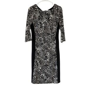 Ralph Lauren Sheath Dress Stretch Long Sleeve Women‎ Size 8 Leopard Print Black